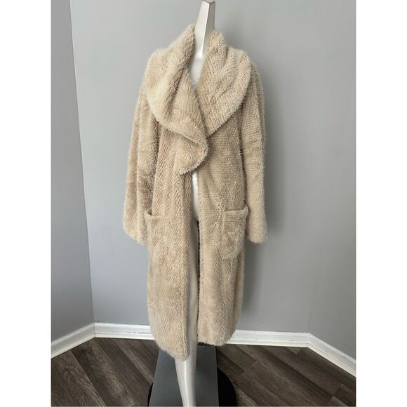 One Teaspoon The Wonderland Wide Collar Faux Fur Long Line Coat Medium $278 - Picture 12 of 15